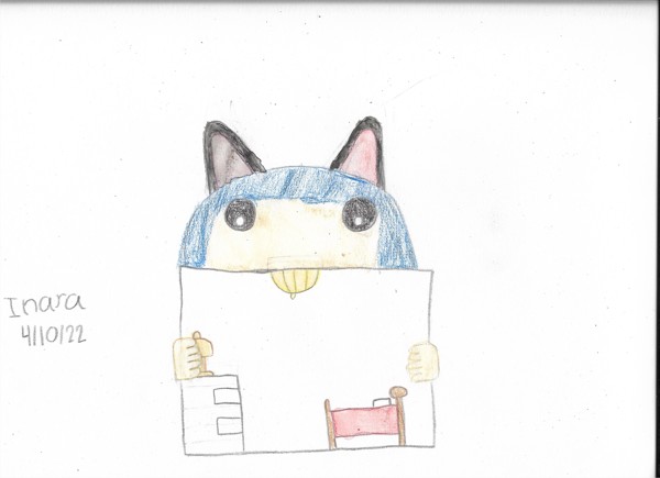 I drew my art teacher with cat ears because she owns a cute cat! I forgot why the bedroom's there, though. [April 2022]